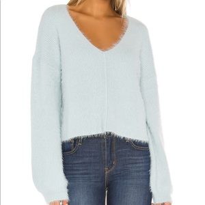 NWT Lovers + Friends malia v neck sweater Baby Blue XS